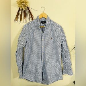 Ralph Lauren Classic Fit Button Checkered Pattern Long Sleeve Size Medium